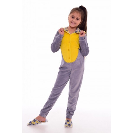 Пижама детская кигуруми "7-241" велюр (цвет лимонный)