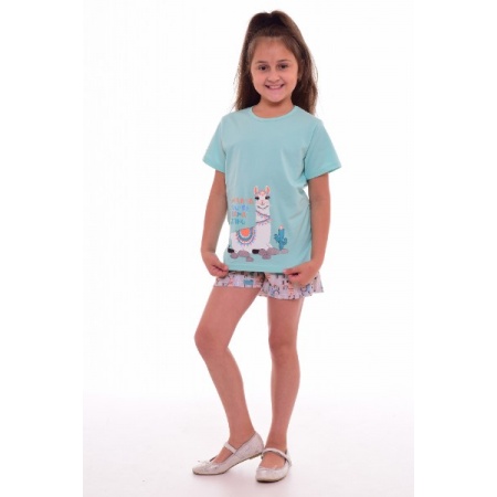 Пижама подростковая "12-042в" кулирка (цвет ментоловый, персиковый)