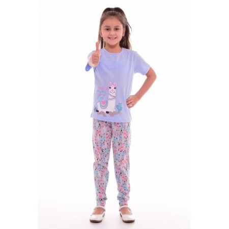 Пижама детская "7-189б" кулирка (цвет голубой, розовый)
