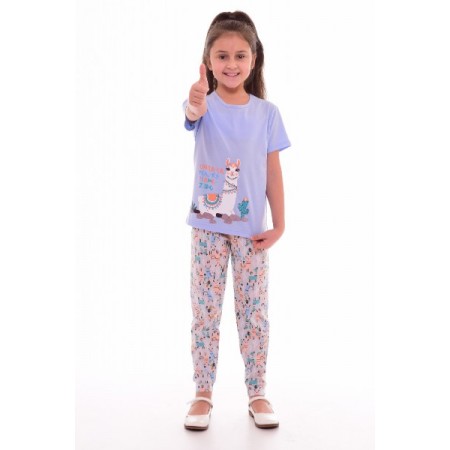 Пижама детская "7-189д" кулирка (цвет голубой, персиковый)