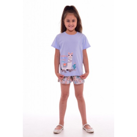 Пижама детская "7-207д" кулирка (цвет голубой, персиковый)