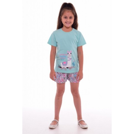 Пижама детская "7-207" кулирка (цвет ментоловый, розовый)