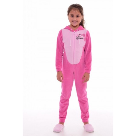 Пижама детская кигуруми "7-236а" велюр (цвет розовый)