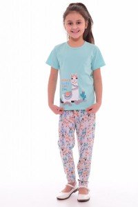 Пижама подростковая "12-037в" кулирка (цвет ментоловый, персиковый)