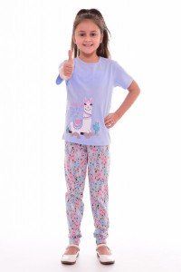 Пижама детская "7-189б" кулирка (цвет голубой, розовый)