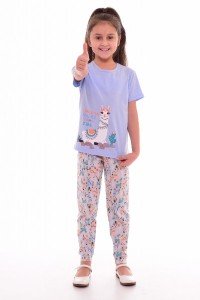 Пижама детская "7-189д" кулирка (цвет голубой, персиковый)
