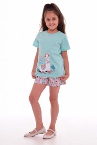 Пижама детская "7-207в" кулирка (цвет ментоловый, персиковый)