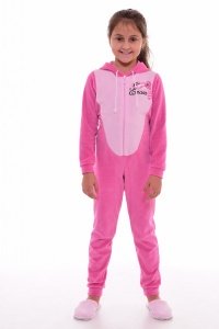 Пижама детская кигуруми "7-236а" велюр (цвет розовый)