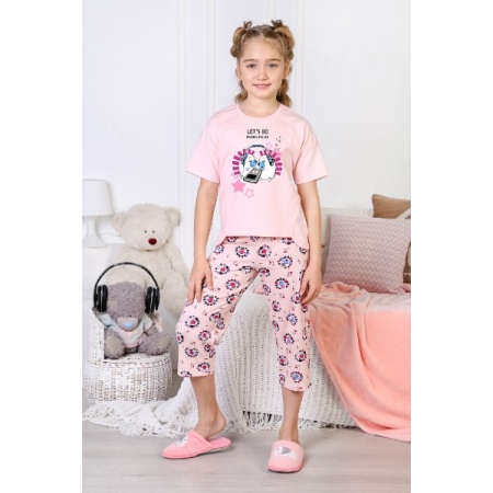 Пижама детская "Техноежики-2" кулирка (цвет пудровый)