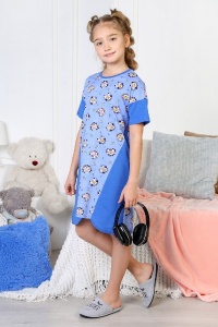 Сорочка детская "Техноежики-1" кулирка (цвет синий)