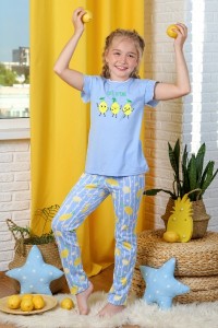 Пижама детская "Лимонад-2" кулирка (цвет голубой)