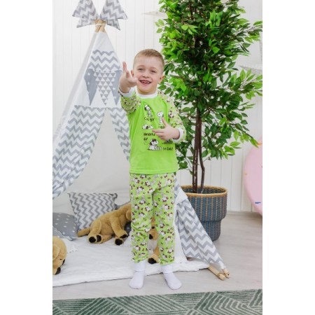 Пижама детская "Снупи" П-407 кулирка (цвет зеленый)