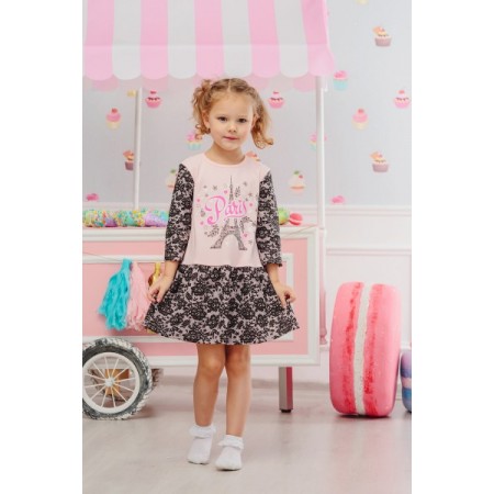 Платье детское "Париж" П-411 хлопок (цвет нежно-розовый)