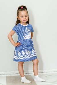 Платье детское "Жар Птица П-439" хлопок (цвет синий)