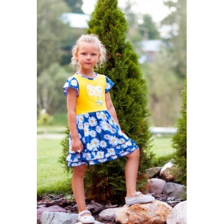 Платье детское "Букетик" П-412 хлопок (цвет желтый)