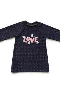 Платье детское "Love" 10006 футер джинс (горошек, цвет темно-синий)