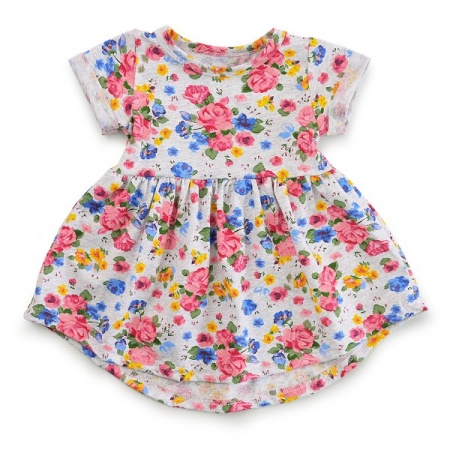 Платье детское "Забава" 10025 кулирка (цвет серый меланж, розовый)