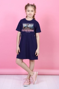 Платье детское "Пэппи" кулирка с лайкрой (цвет темно-синий)