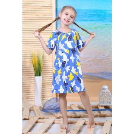 Платье детское "Чайки-1" кулирка (цвет синий)