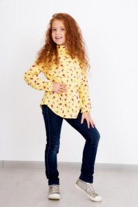 Рубашка для девочки "Леся" штапель (цвет желтый)