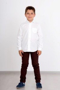 Рубашка для мальчика "Герман школьная" перкаль (цвет белый)