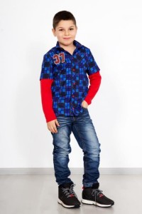 Рубашка для мальчика "Легион" фланель, милано (принт, цвет синий)