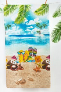 Полотенце пляжное "Отпуск" вафельное полотно (цвет голубой)