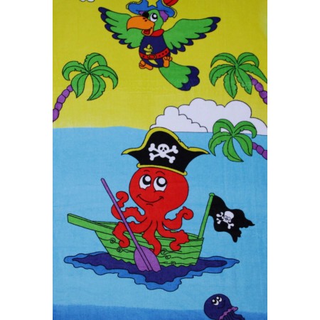 Полотенце "Пиратский пляж-Осьминог" махровое (цвет зеленый с голубым)