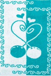 Полотенце "Вишенки" махровое (цвет бежевый, бирюзовый)