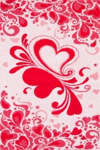 Полотенце "Влюбленные сердца" махровое (узор, цвет красный)