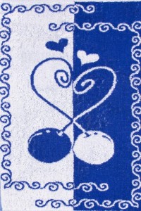 Полотенце "Вишенки" махровое (цвет бежевый, синий)