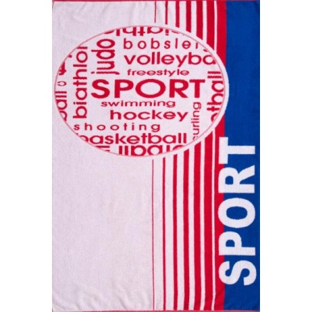 Полотенце "Спорт-круг" махровое (цвет красный, бежевый)