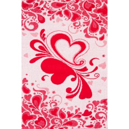 Полотенце "Влюбленные сердца" махровое (узор, цвет красный)