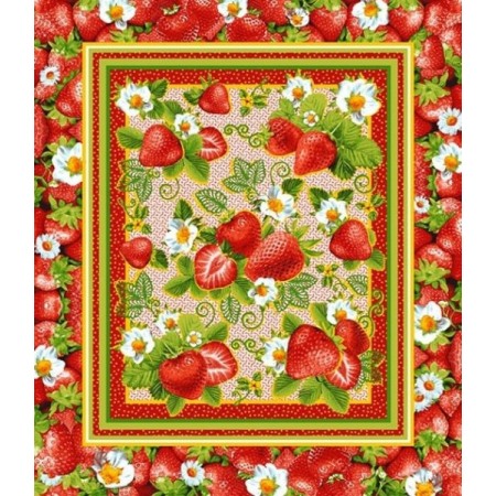 Полотенце кухонное "Клубника" вафельное полотно (цвет красный)