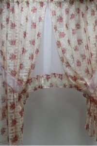Комплект штор "Варвара" цветы розовые