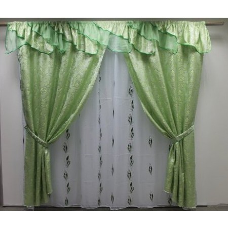 Комплект штор "Фантазия" ткани компаньоны (цвет зеленый)