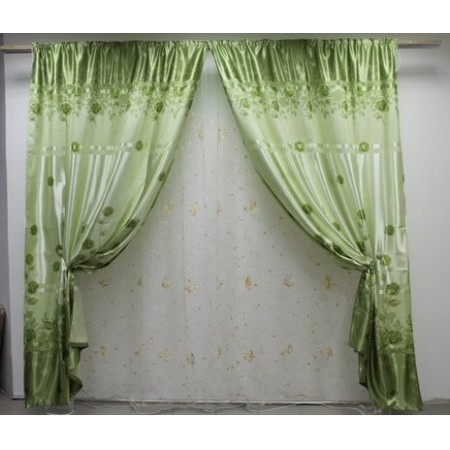 Комплект штор "Классика" атлас (цвет зеленый)
