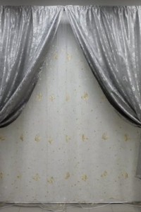 Комплект штор "Классика" блекаут (цвет серебряный - вензеля)