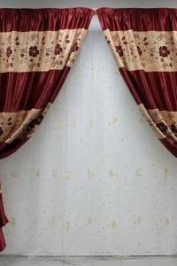 Комплект штор "Классика" блекаут (цвет бордо цветок)
