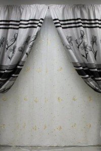 Комплект штор "Классика" блекаут (цвет серебро цветок)