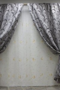 Комплект штор "Классика" вискоза (цвет серебряный рисунок)