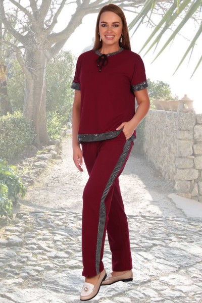 Костюм женский "Лима" футер двухнитка с лайкрой (цвет бордовый)