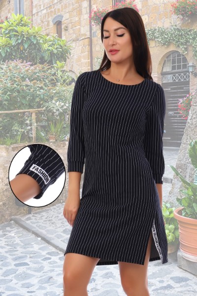 Платье женское "Евгения" футер двухнитка с лайкрой (цвет черный)